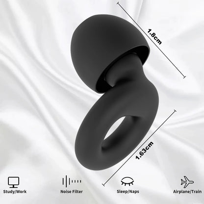 Black silicone ring with measurements on a white background