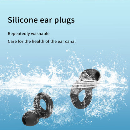 Silicone ear plugs with water splash on a blue background